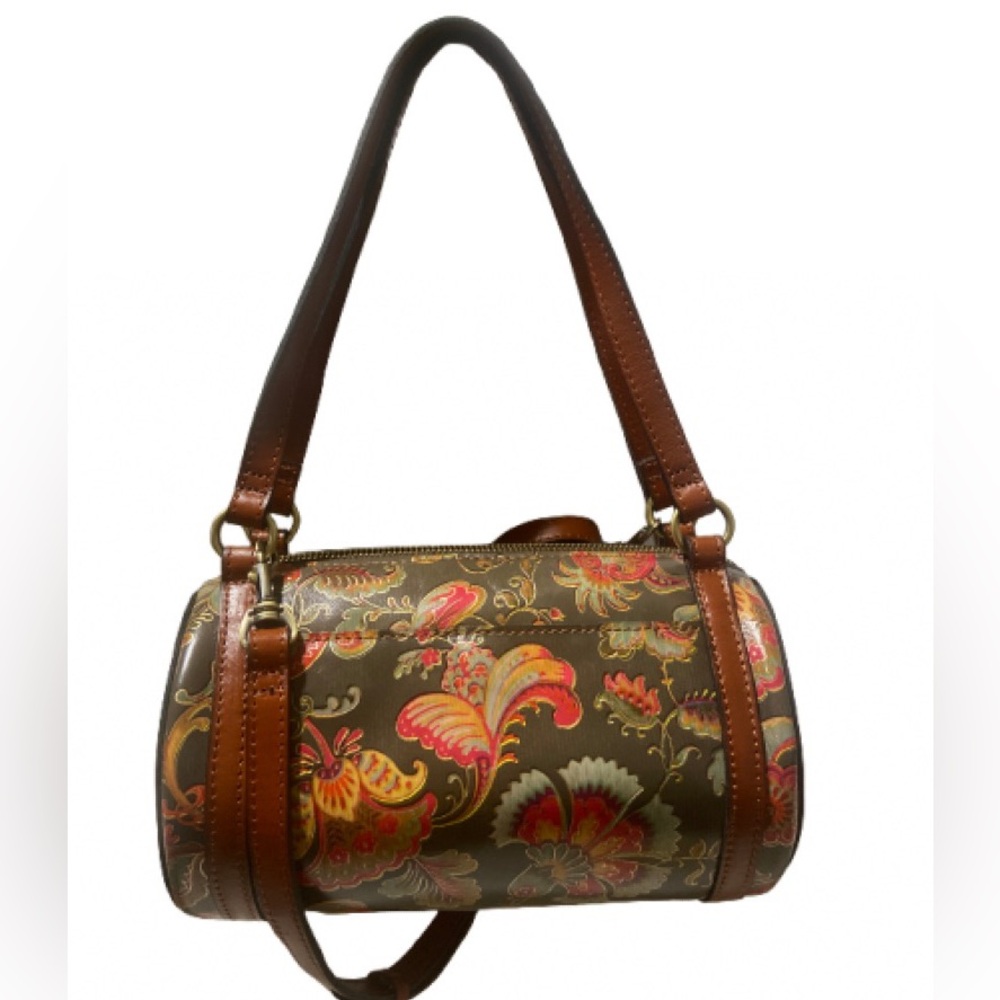 Rare Patricia Nash Binetto Barrel Shoulder Bag with Brown Trim and dust bag